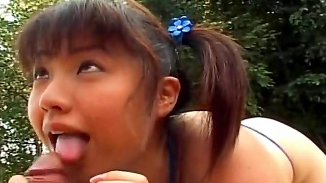 Japanese bikini teen has hardcore sex outdoors