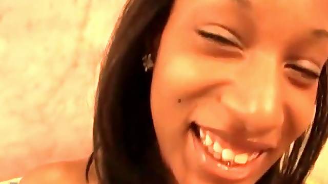 Pretty black girl sucks a dick with lust