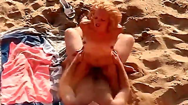 Blonde blows and rides old guy at the beach