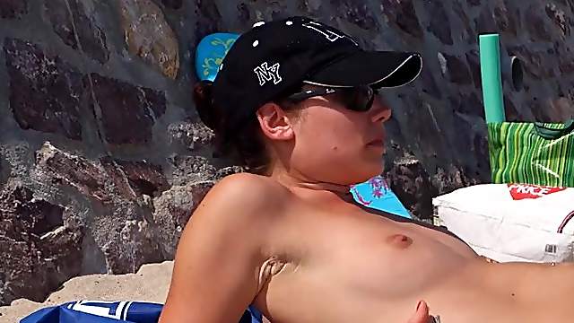 Slim ladies with sexy tits hang out in the sand