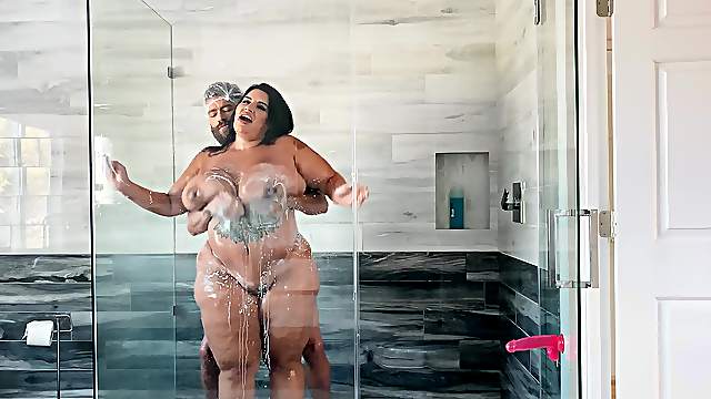 Man's huge dong suits this fat slut with more than enough pleasure