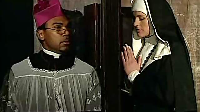 Slutty nun fucked in both of her holes