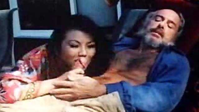 Retro porn with old dude doing oral with Asian